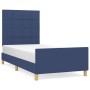 Bed frame with blue fabric headboard 80x200 cm by vidaXL, Beds and slatted bases - Ref: Foro24-3125015, Price: 155,76 €, Disc...