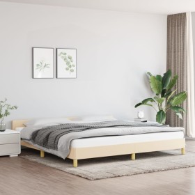 Bed frame with cream fabric headboard 200x200 cm by vidaXL, Beds and slatted bases - Ref: Foro24-347444, Price: 127,99 €, Dis...