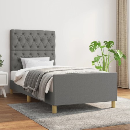 Bed frame with headboard in dark gray fabric 80x200 cm by vidaXL, Beds and slatted bases - Ref: Foro24-3125253, Price: 169,62...