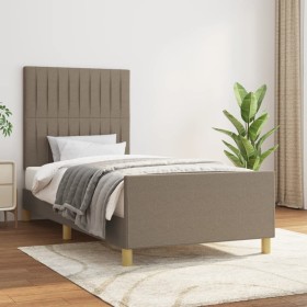 Bed frame with headboard in taupe gray fabric 90x200 cm by vidaXL, Beds and slatted bases - Ref: Foro24-3125191, Price: 153,5...