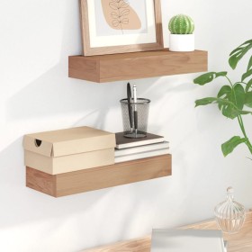 Wall shelves 2 units solid teak wood 40x15x4 cm by vidaXL, Shelves and shelves - Ref: Foro24-340754, Price: 28,91 €, Discount: %