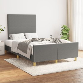 Bed frame with headboard in dark gray fabric 120x200 cm by vidaXL, Beds and slatted bases - Ref: Foro24-3124880, Price: 167,7...