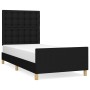 Bed frame with black fabric headboard 90x200 cm by vidaXL, Beds and slatted bases - Ref: Foro24-3125351, Price: 140,80 €, Dis...