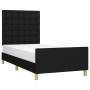 Bed frame with black fabric headboard 90x200 cm by vidaXL, Beds and slatted bases - Ref: Foro24-3125351, Price: 140,80 €, Dis...