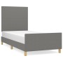 Bed frame with headboard in dark gray fabric 100x200 cm by vidaXL, Beds and slatted bases - Ref: Foro24-3124872, Price: 158,3...