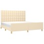 Bed frame with cream fabric headboard 180x200 cm by vidaXL, Beds and slatted bases - Ref: Foro24-3125402, Price: 247,23 €, Di...