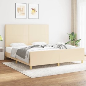 Bed frame with cream fabric headboard 180x200 cm by vidaXL, Beds and slatted bases - Ref: Foro24-3124916, Price: 249,99 €, Di...