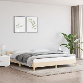 Bed frame with cream fabric headboard 180x200 cm by vidaXL, Beds and slatted bases - Ref: Foro24-347436, Price: 125,20 €, Dis...