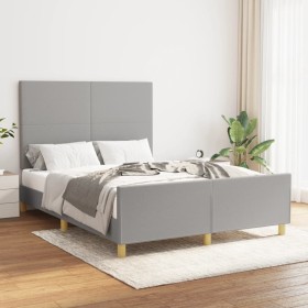 Light gray fabric bed frame with headboard 140x190 cm by vidaXL, Beds and slatted bases - Ref: Foro24-3124887, Price: 216,01 ...