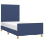 Bed frame with blue fabric headboard 90x200 cm by vidaXL, Beds and slatted bases - Ref: Foro24-3124869, Price: 153,00 €, Disc...