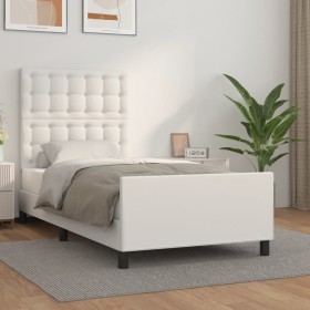 Estructura de cama con cabecero cuero sintético blanco 90x200cm de vidaXL, Camas y somieres - Ref: Foro24-3125550, Precio: 16...