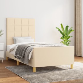 Estructura de cama con cabecero de tela color crema 90x190 cm de vidaXL, Camas y somieres - Ref: Foro24-3125022, Precio: 140,...