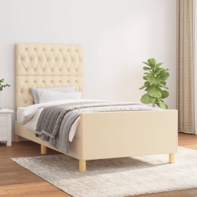 Estructura de cama con cabecero de tela color crema 90x200 cm de vidaXL, Camas y somieres - Ref: Foro24-3125273, Precio: 159,...