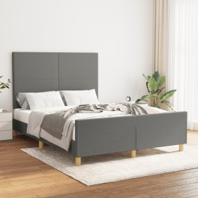 Bed frame with headboard in dark gray fabric 140x200 cm by vidaXL, Beds and slatted bases - Ref: Foro24-3124896, Price: 231,5...