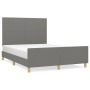 Bed frame with headboard in dark gray fabric 140x200 cm by vidaXL, Beds and slatted bases - Ref: Foro24-3124896, Price: 232,8...