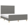 Bed frame with headboard in dark gray fabric 140x200 cm by vidaXL, Beds and slatted bases - Ref: Foro24-3124896, Price: 232,8...