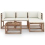 5-piece bamboo garden furniture set with cream white cushions by vidaXL, Garden sets - Ref: Foro24-3067358, Price: 289,46 €, ...