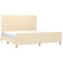 Bed frame with cream fabric headboard 180x200 cm by vidaXL, Beds and slatted bases - Ref: Foro24-3125240, Price: 247,13 €, Di...