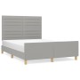 Light gray fabric bed frame with headboard 140x190 cm by vidaXL, Beds and slatted bases - Ref: Foro24-3125130, Price: 216,88 ...