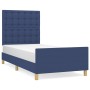 Estructura de cama con cabecero de tela azul 90x200 cm de vidaXL, Camas y somieres - Ref: Foro24-3125355, Precio: 157,99 €, D...