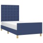 Estructura de cama con cabecero de tela azul 90x200 cm de vidaXL, Camas y somieres - Ref: Foro24-3125355, Precio: 157,99 €, D...