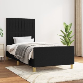 Estructura de cama con cabecero de tela negro 90x190 cm de vidaXL, Camas y somieres - Ref: Foro24-3125181, Precio: 138,24 €, ...