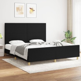 Bed frame with black fabric headboard 180x200 cm by vidaXL, Beds and slatted bases - Ref: Foro24-3124913, Price: 238,20 €, Di...