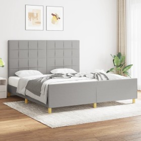 Bed frame with headboard light gray fabric 180x200 cm by vidaXL, Beds and slatted bases - Ref: Foro24-3125073, Price: 239,10 ...