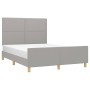 Light gray fabric bed frame with headboard 140x200 cm by vidaXL, Beds and slatted bases - Ref: Foro24-3124976, Price: 215,84 ...