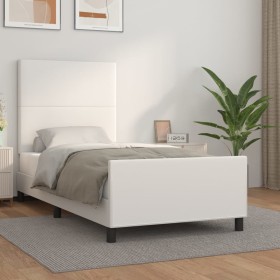 Bed frame with headboard white synthetic leather 90x200cm by vidaXL, Beds and slatted bases - Ref: Foro24-3125428, Price: 159...