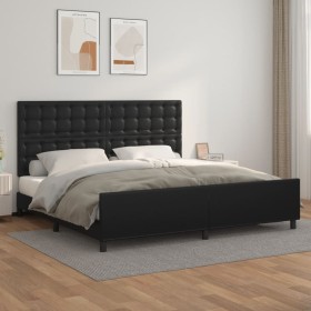 Bed frame with headboard black synthetic leather 200x200cm by vidaXL, Beds and slatted bases - Ref: Foro24-3125591, Price: 22...