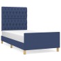 Bed frame with blue fabric headboard 90x190 cm by vidaXL, Beds and slatted bases - Ref: Foro24-3125266, Price: 181,10 €, Disc...