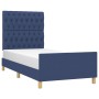 Bed frame with blue fabric headboard 90x190 cm by vidaXL, Beds and slatted bases - Ref: Foro24-3125266, Price: 181,10 €, Disc...