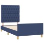 Bed frame with blue fabric headboard 90x190 cm by vidaXL, Beds and slatted bases - Ref: Foro24-3125266, Price: 181,10 €, Disc...