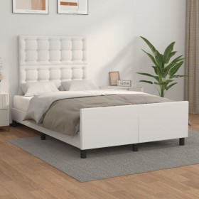 White synthetic leather headboard bed frame 120x200 cm by vidaXL, Beds and slatted bases - Ref: Foro24-3125562, Price: 182,99...