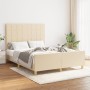 Bed frame with cream fabric headboard 140x200 cm by vidaXL, Beds and slatted bases - Ref: Foro24-3125062, Price: 223,86 €, Di...