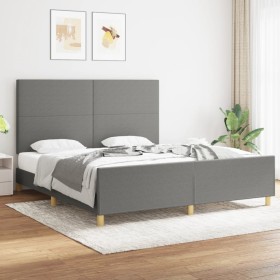 Bed frame with headboard dark gray fabric 180x200 cm by vidaXL, Beds and slatted bases - Ref: Foro24-3124912, Price: 237,62 €...