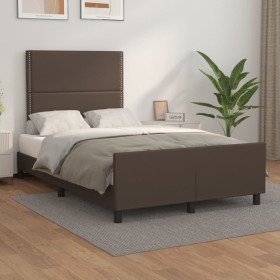 Brown synthetic leather headboard bed frame 120x200 cm by vidaXL, Beds and slatted bases - Ref: Foro24-3125503, Price: 180,73...