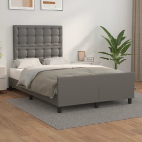 Bed frame with headboard gray synthetic leather 120x200cm by vidaXL, Beds and slatted bases - Ref: Foro24-3125565, Price: 204...