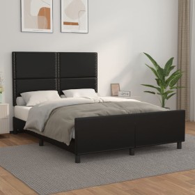 Bed frame with headboard black synthetic leather 140x200cm by vidaXL, Beds and slatted bases - Ref: Foro24-3125512, Price: 25...