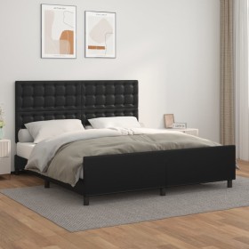 Estructura de cama con cabecero cuero sintético negro 160x200cm de vidaXL, Camas y somieres - Ref: Foro24-3125579, Precio: 25...