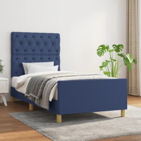 Estructura de cama con cabecero de tela azul 80x200 cm de vidaXL, Camas y somieres - Ref: Foro24-3125258, Precio: 171,99 €, D...