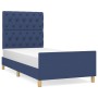 Bed frame with blue fabric headboard 80x200 cm by vidaXL, Beds and slatted bases - Ref: Foro24-3125258, Price: 171,24 €, Disc...