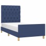 Bed frame with blue fabric headboard 80x200 cm by vidaXL, Beds and slatted bases - Ref: Foro24-3125258, Price: 171,24 €, Disc...