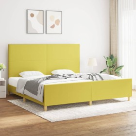 Bed frame with green fabric headboard 200x200 cm by vidaXL, Beds and slatted bases - Ref: Foro24-3124926, Price: 212,99 €, Di...