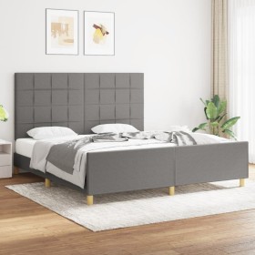 Bed frame with headboard dark gray fabric 180x200 cm by vidaXL, Beds and slatted bases - Ref: Foro24-3125074, Price: 243,68 €...