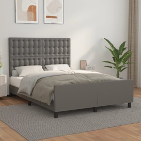 Estructura de cama con cabecero cuero sintético gris 140x190 cm de vidaXL, Camas y somieres - Ref: Foro24-3125571, Precio: 24...