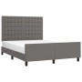 Bed frame with headboard gray synthetic leather 140x190 cm by vidaXL, Beds and slatted bases - Ref: Foro24-3125571, Price: 24...