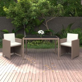 3-teilige Garten-Essgruppe mit beigen Kissen aus synthetischem Rattan von vidaXL, Gartensets - Ref: Foro24-3095494, Preis: 27...