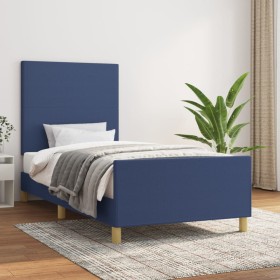 Bed frame with blue fabric headboard 80x200 cm by vidaXL, Beds and slatted bases - Ref: Foro24-3124853, Price: 154,99 €, Disc...